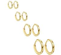 PetsmartTech 4 Pairs of women's small earrings, Hypoallergenic Lightweight Cartilage Earring Set (8/10/12/14MM)"