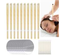 PetsmartTech Ear Candles,Ear Candle kit 10 Pcs Natural Beeswax Ear Candles,100% Non-Toxic Cylinders Fragrance Hollow Cone Candles with+5 Protective Disks+10 Cotton Swab