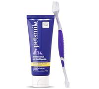 Petsmile Professional Pet Teeth Brushing Kit for Cats & Dogs - Only VOHC Accepted Toothpaste & Patented Toothbrush - Proven to Control Plaque & Tartar Calprox Formula (London Broil, 71 g, 2.5 Oz)
