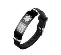 PETSMYA Medical Alert Bracelet for Men & Women - QR Code Emergency ID Wristband with Location Sharing & Emergency Call - Adjustable Waterproof Silicone Band for Chronic disease,Allergies,Mental