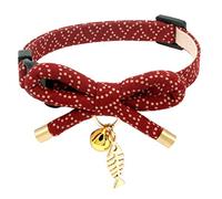 PetSoKoo Bowtie Cat Collar With Bell. Stylish Bowknot With Fish Bone Charm. Safety Breakaway, Light Weight, Soft, Durable.