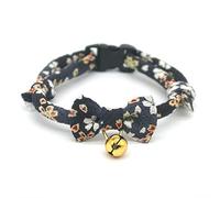 PetSoKoo Bowtie Chirimen Cat Collar With Bell. Japan Flower Bow Tie Style. Safety Breakaway & Light Weight, Soft, Comfortable, Durable