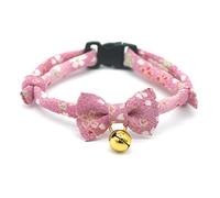 PetSoKoo Bowtie Chirimen Cat Collar With Bell. Japan Flower Bow Tie Style. Safety Breakaway & Light Weight, Soft, Comfortable, Durable