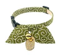 PetSoKoo Bunny Ears Scarf Bowtie Breakaway Cat Collar.With Bell and Coin Charm.Unique Japan Style.100% Cotton. For Girl Boy Male Female Cute Cat Collar