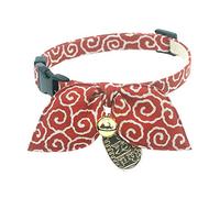 PetSoKoo Bunny Ears Scarf Bowtie Breakaway Cat Collar.With Bell and Coin Charm.Unique Japan Style.100% Cotton. For Girl Boy Male Female Cute Cat Collar