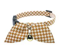 PetSoKoo Bunny Ears Scarf Bowtie Christmas Cat Collar With Bell.Fashion Plaid Print.100% Cotton.Safety Breakaway.Soft & Lightweight