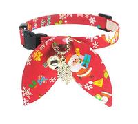 PetSoKoo Christmas Cat Collar with Bunny Ears Bow, Holiday Bowtie, Safety Breakaway Buckle, Cute Kitten Collars for Girl Boy Male Female Cats