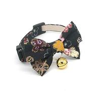PetSoKoo Double Bowtie Cat Collar With Bell.Colorful Sakura Kimono Style.100% Cotton.Safety Breakaway.Light Weight,Soft,Durable.