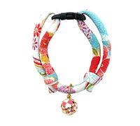 PetSoKoo Four-Leaf Clover Cat Collar with Bell Breakaway Buckle. Japanese Chirimen,Cute Kitten Collar for Girl Boy Cat