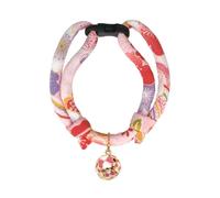 PetSoKoo Four-Leaf Clover Cat Collar with Bell Breakaway Buckle. Japanese Chirimen,Cute Kitten Collar for Girl Boy Cat