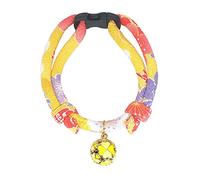 PetSoKoo Four-Leaf Clover Cat Collar with Bell Breakaway Buckle. Japanese Chirimen,Cute Kitten Collar for Girl Boy Cat