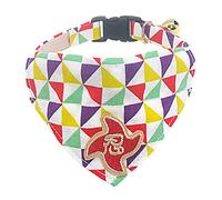 PetSoKoo Japan Ninja Bandana Cat Collar with Bell.100% Cotton.Windmill Pattern. Cute Breakaway Girl Cat Collar.Soft,Yellow