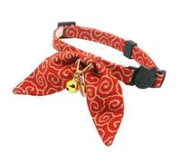 PetSoKoo Unique Bunny Ears Bowtie Cat Collar, Ancient Arabesque Print, Japan Traditional Lucky Charm. Safety Breakaway, Light Weight, Soft, Durable