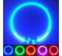 PetSol LED Dog Collar in Blue USB Rechargeable Flashing Light Safety Collar for Dogs, Cats & Puppies - Fashionable Glow in the Dark Design to keep your Pets Safe
