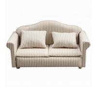 PETSOLA 1:12 Dollhouse Sofa Curved Backrest Mini Upholstered Couch Wood and Textile