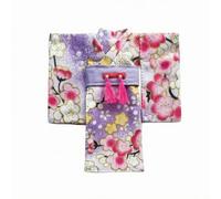 PETSOLA 1/12 Scale Wide Sleeve Doll Kimono-Style Robe Dress Overlapping Front Front Doll Kimono-Style Robe Japanese-Influenced Toy Clothing , Purple Pink Flowers