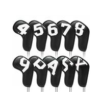 PETSOLA 10 Pieces Iron Headcover Set Colorful Design Numbered Iron Cover Set Waterproof for Golfers, Black-white