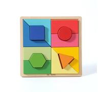 PETSOLA 13 Pieces Wooden Puzzle with Geometric Blocks Educational Shape Matching Puzzle Shape Matching Toy with Blocks for Infants, Home