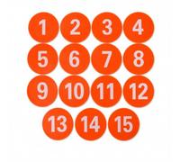 PETSOLA 15 Pieces Training Discs Flat Numbered Markers Non-Slip Floor Markers with Numbers for Teachers, Athletes, PE Classes, Classrooms, Orange