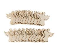PETSOLA 24pcs Unpainted Angel Wooden Tags Gift DIY Craft Hanging Xmas Tree Decor