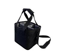 PETSOLA 4-Compartment Bottle Carrier Reinforced Trim Open-Top Bottle Tote Shoulder Strap Insulated Drink Carrier, Array, Black, 21 18 21cm