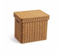PETSOLA artificial Rattan Storage Box Lidded artificial Rattan Basket with Lid Wicker Storage Basket with Lid for Organizers, Light Brown, 48 35 26cm