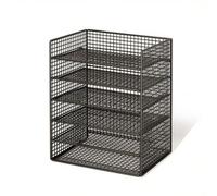 PETSOLA Beneath-Desk File Storage Rack Minimalist Six-Layer File Organizer Vertical Desk Organizer with Shelves for Study Room, Black, Six-layer, Horizontal