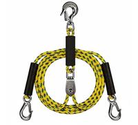 PETSOLA Boat Towing Rope Tow Strap Line Cable With Stainless Steel Clips And Hook PE Elastic Buoyant Build For Saltwater Sun, Yellow, Yellow And Blue Interspersed With Handle