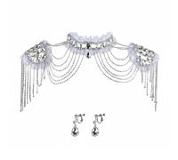 PETSOLA Bridal Shoulder Chain Elegant Rhinestone Shoulder Chain Eye-Catching Dress Accessory for Performance, Gothic, Victorian, Glamorous-B