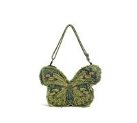 PETSOLA Butterfly Bag Distressed Butterfly Shaped Purse Embroidered Pocketbook for Teens, Concerts, Array, Olive Green