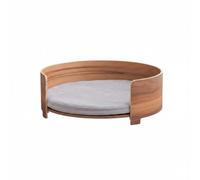 PETSOLA Cat Bed Warm Soft Pet Bed Calming Round Pet house for Indoor, Walnut, Large