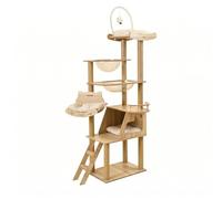 PETSOLA Cat Climbing Structure Multi Level Furniture With Transparent Bowl Beds Cushioned Perches Sisal Posts MDF Frame suitable for small apartments home use calm indoor routine