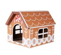 PETSOLA Cat Scratcher Cat Cardboard House Play House DIY Corrugated Scratcher Box for Bunny Kitten Small Animals, Gingerbread