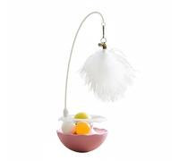PETSOLA Cat Teaser Interactive Motion Toy Rotating Track Orbiting Spheres Feather Rod Bell Self Play for Energetic Cats Exercise Mental Focus suitable for, Pink