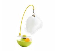 PETSOLA Cat Teaser Interactive Motion Toy Rotating Track Orbiting Spheres Feather Rod Bell Self Play for Energetic Cats Exercise Mental Focus suitable for, Yellow