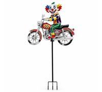 PETSOLA Clown Motorcycle Stake 2D Design Clown Riding Motorcycle Yard Display Metal Garden Stake, Clown On Motorcycle Wind Spinner, E-style