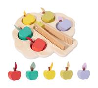 PETSOLA Color-Sorting Fruit Toy Preschool Color Sorting Kit with Tweezers Early Math Wooden Toy with Tweezers for Preschoolers, Young Children, Playroom