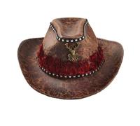 PETSOLA Cowboy Hat with Deer Head Vintage Steam Hat Comfortable for Cosplay, Brown, M 56-58cm