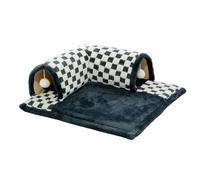 PETSOLA Cute Cat Bed Toy Tunnel Cats Play Mat Ferrets Bed Tunnels Interactive Play Center for Indoor Cats Kitten Bunny Outdoor, Black L