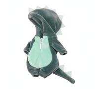 PETSOLA Dinosaur Costume Doll Outfit Jumpsuit Clothes Build And Practical Front Zipper Suitable for OB11 Figures Small Ball Jointed Dolls Indoor, Darkgreen-lightgreen