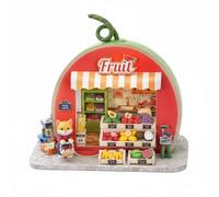 PETSOLA DIY Fruit-Shaped Miniature Model Creative Gift Fruit Shaped Miniature Shop Included 3D Wooden Puzzle House for Hobbyists, Room Decor, Orange Cat Fruit