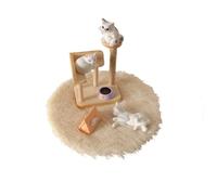 PETSOLA Dollhouse Decoration with Cat Figures Wooden, Cat Figurine Playset, Tabletop, Miniature Climbing Frame, for Photo Setups, Style A