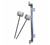 PETSOLA Double Pedal Linkage Wear-Resistant Resistant Drum Beater Rod Set Standard Size Musical Instrument Parts for Drummers, Silver, Aluminum Alloy Connecting Rod + Felt Head Mallets 2pcs