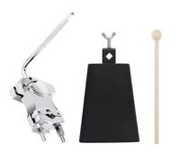 PETSOLA Drum Clamp Cowbell Mount Bracket Holder With 6 Inch Percussion Bell Adjustable Hardware Solid Steel Build With Wood Drumstick suitable for rehearsal rooms stage performances practice rooms