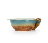 PETSOLA Fruit Bowl with Strainer with Strainer Glazed Colander Bowl Built in Drain Ceramic Colander for Kitchen, Countertop, Kiln Change Blue