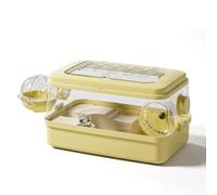PETSOLA Hamster Cage with Wheel Clear Hamster Habitat with Elevated Level Spacious Enclosure for Pet Keepers, Array, Lemon Yellow, Single Layer Deluxe Hamster Castle - Lemon Yellow