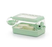 PETSOLA Hamster Cage with Wheel Clear Hamster Habitat with Elevated Level Spacious Enclosure for Pet Keepers, Array, Mint Green, Single Layer Deluxe Hamster Castle - Mint Green