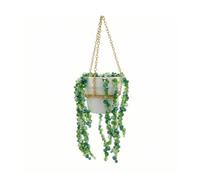 PETSOLA Hanging Planter Hanging Plant Pot Ornament Planter Basket Plant Hanger Featuring Beaded Garland Style Strands Glass and, White Pot Beaded Plant Hanging Ornament