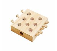 PETSOLA Interactive Cat Game Wooden Indoor Cat Toy Puzzle Play Entertainment Board Hunting Activity Mental Play Suitable for Training, 8-Hole Wooden Whack-a-mole With Plush Mice