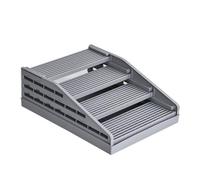 PETSOLA Litter Control Mat with Ramp Anti-Tracking Stepped Litter Ramp Washable for Apartments, Gray